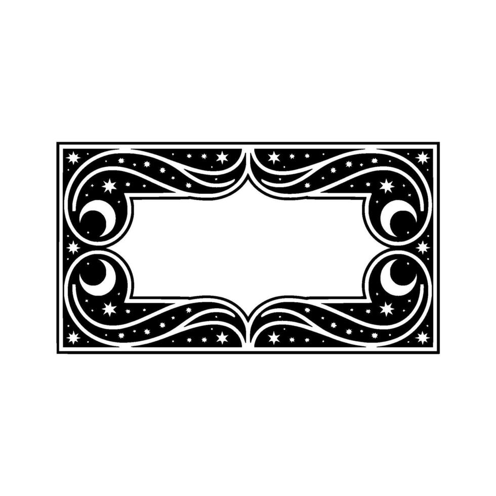 Celestial Frame with Moons and Stars Decorative Illustration. vector