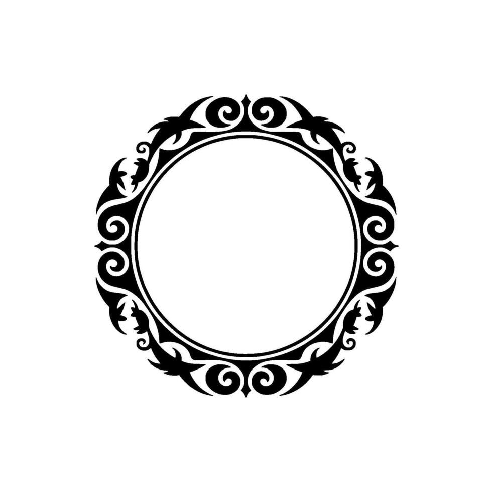 Elegant Black Circle Frame with Ornate. vector