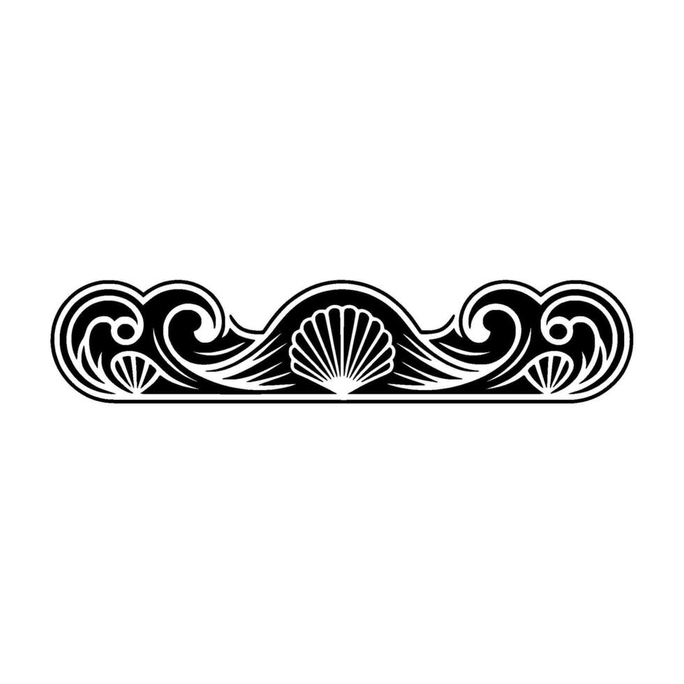 Elegant Black Seashell Border , Decorative Element. vector