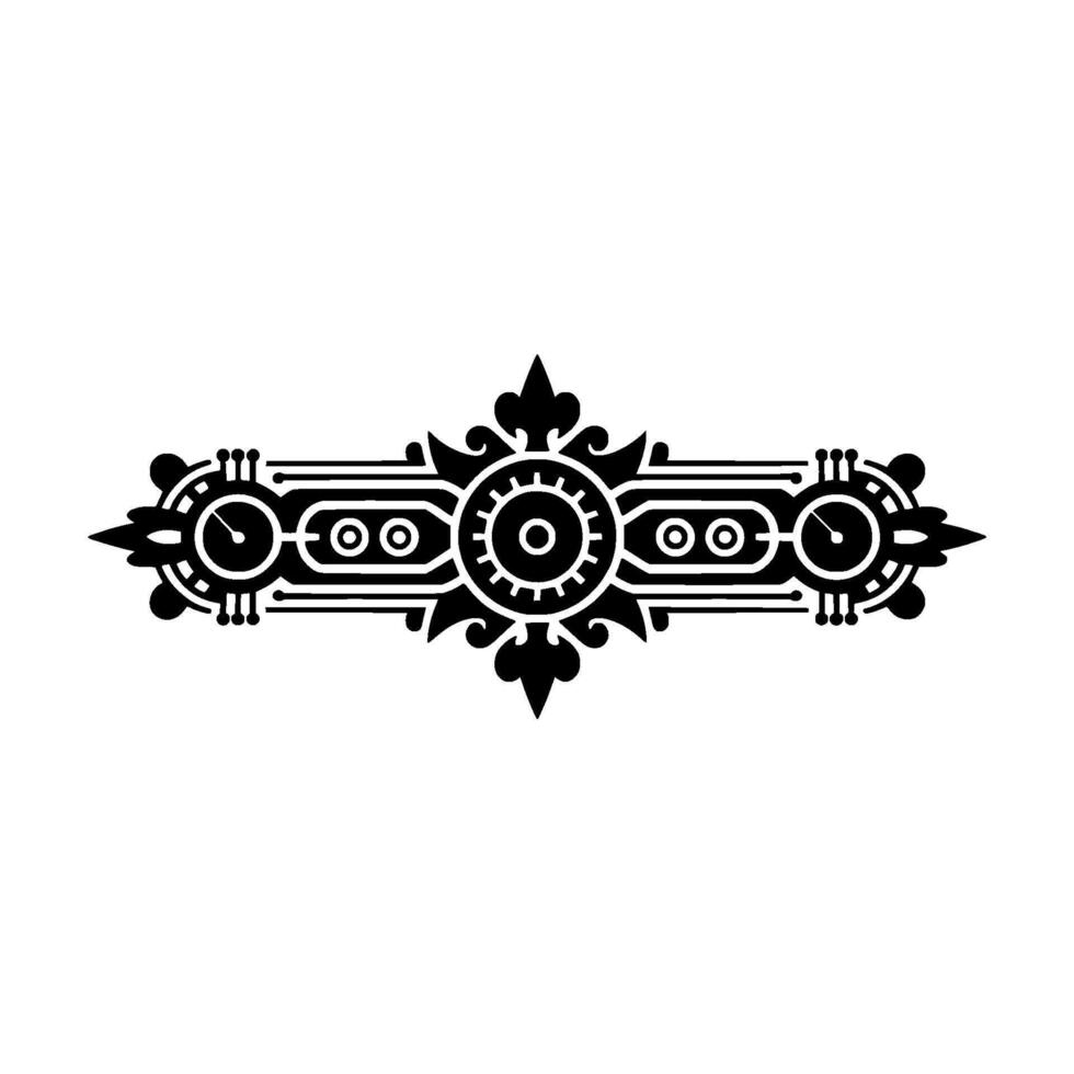 Elegant Black White Steampunk Ornament, Geometric. vector