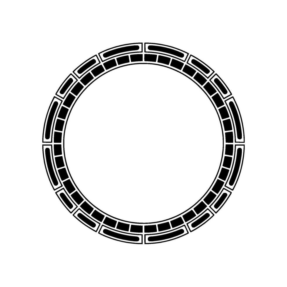 Minimalist Geometric Circle Border - Decorative Black White Element. vector