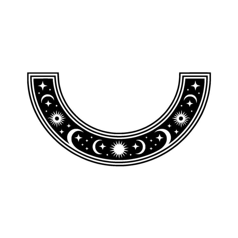 Celestial Arc Ornament Minimalist Black White. vector