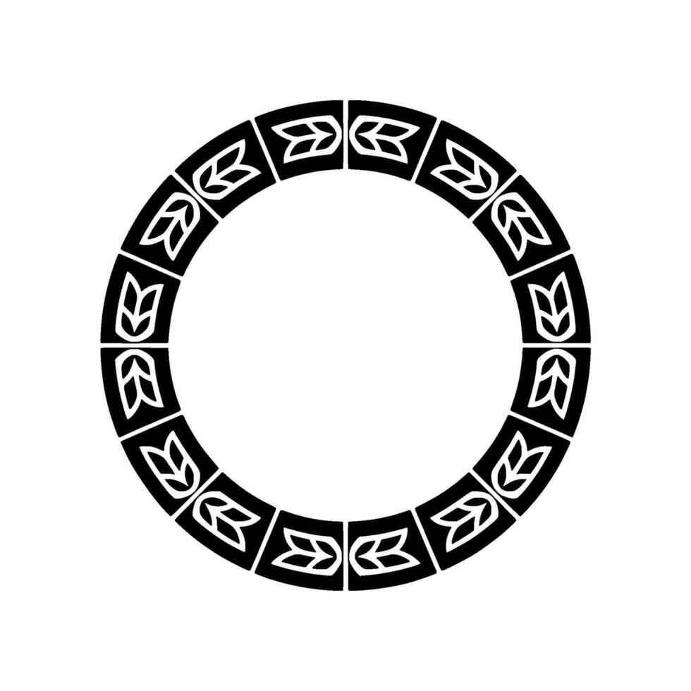 Black White Floral Circle Border , Minimalist Style. vector