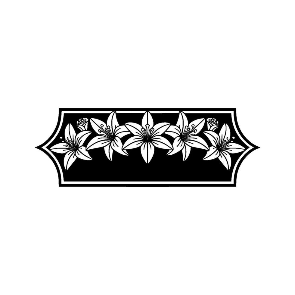 Elegant Floral Border Frame in Black and White, Decorative. vector