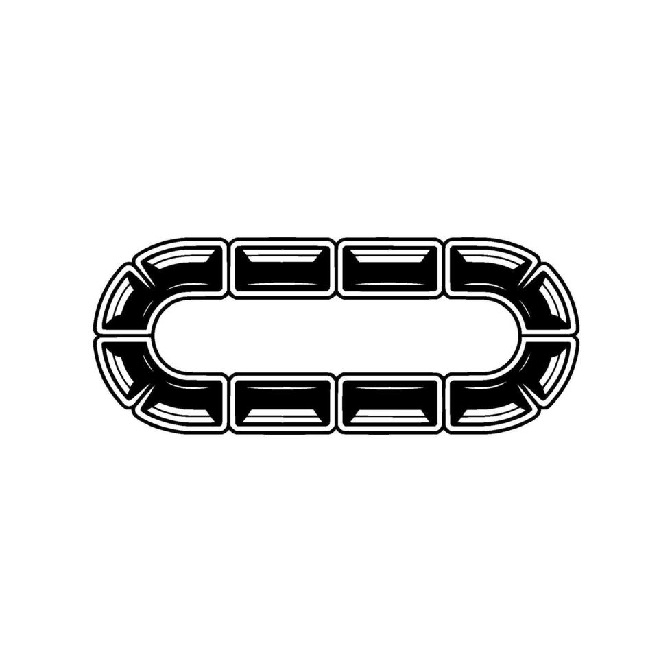 Black White Geometric Oval Chain, Minimalist. vector