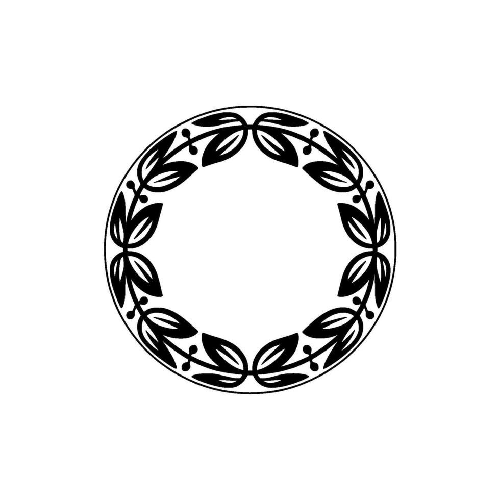 Elegant Black Leaf Wreath on Light Background - Decorative Element. vector