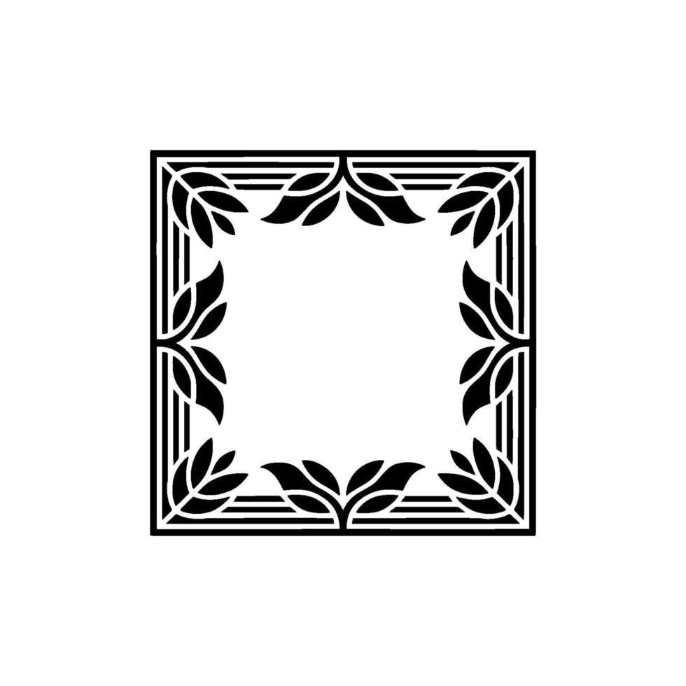 Elegant Square Frame with Leafy Flourishes, Minimalist. vector