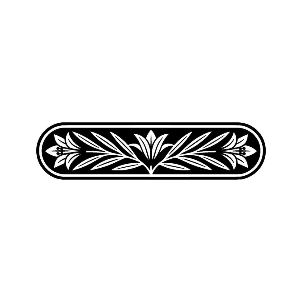 Elegant Floral Border Element in Black and White, Geometric. vector