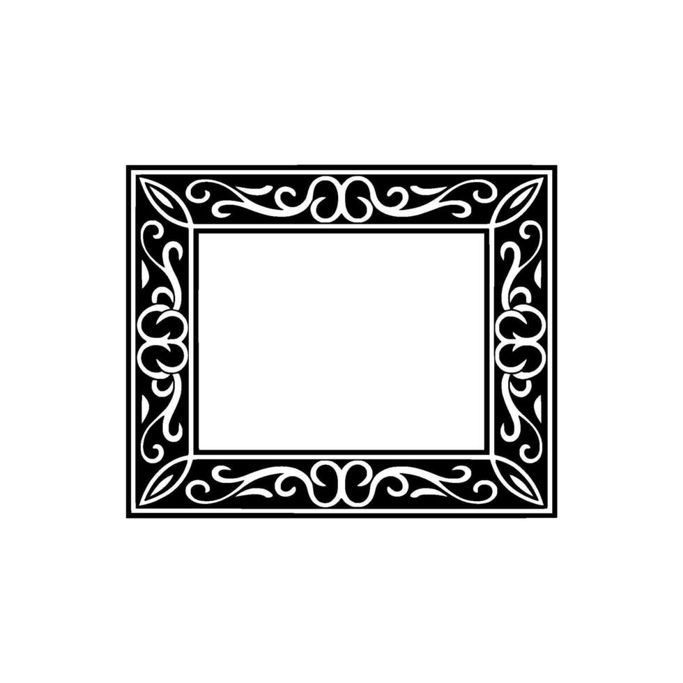 Elegant Black and White Ornamental Frame on White Background. vector