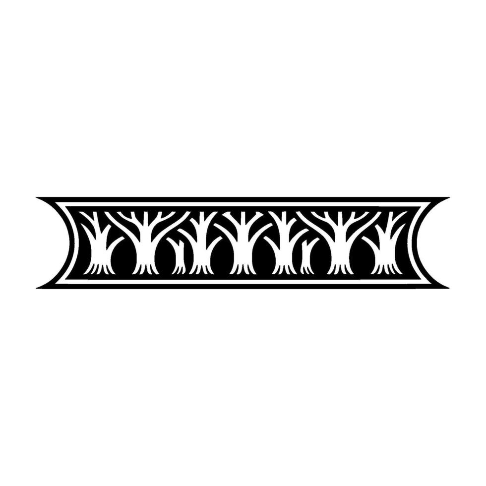 Ornamental Forest Border Black White , Decorative Element. vector
