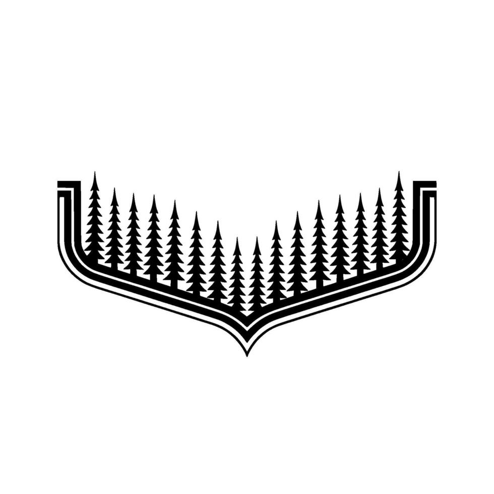 Minimalist Forest Crest Black and White Illustration. vector