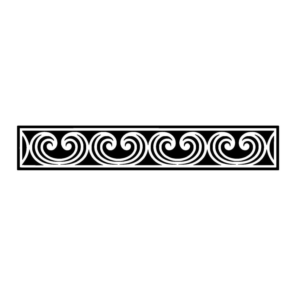 Ornamental Border, Scroll Pattern in Black on White Background. vector