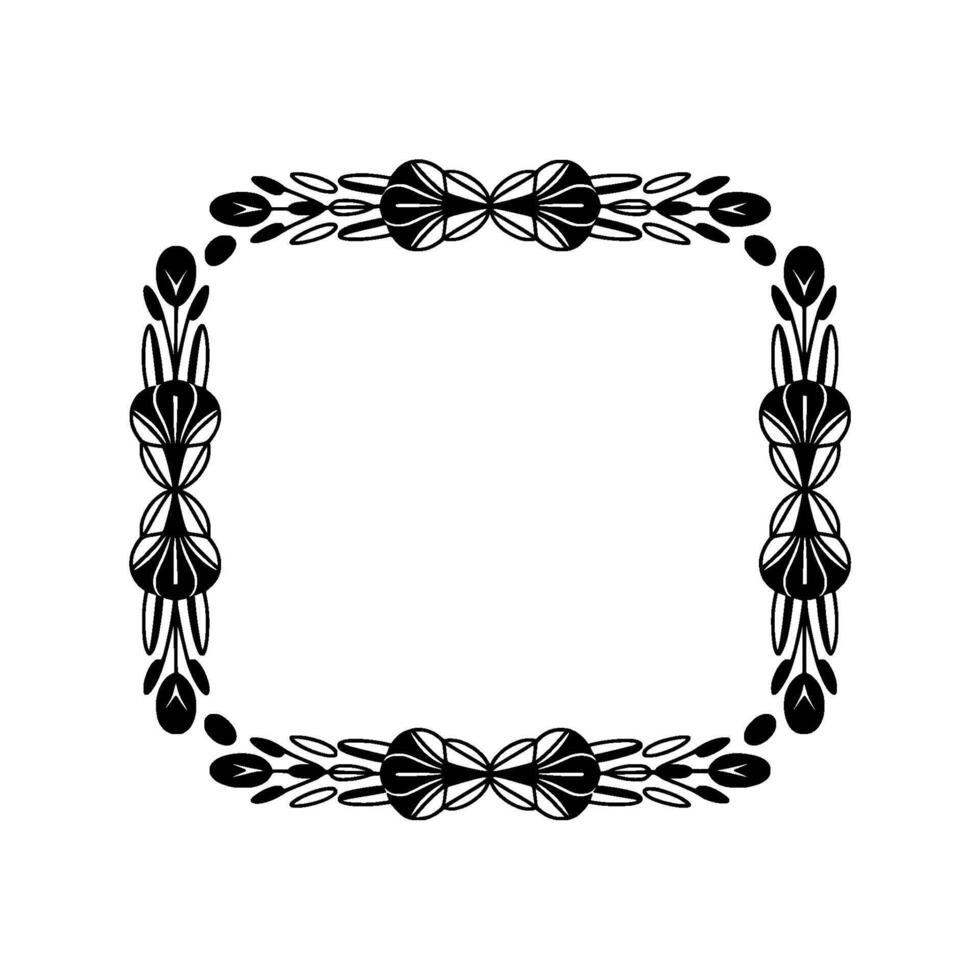 Elegant Art Deco Border Frame, Black Silhouette on Neutral Background. vector