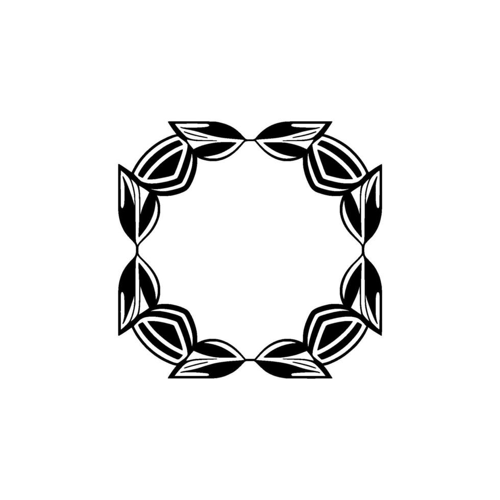 Geometric Black and White Ornamental Frame on Off-White Background. vector