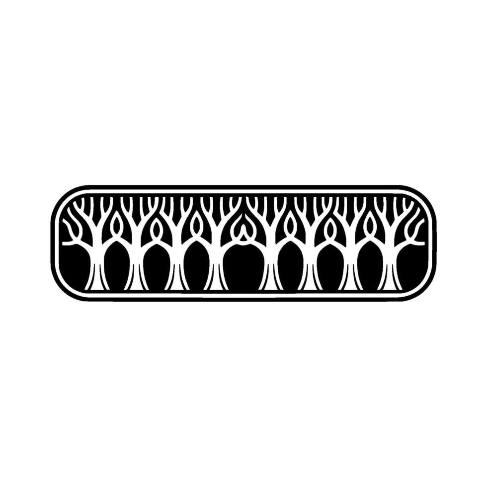 Minimalist Black and White Tree Border. vector