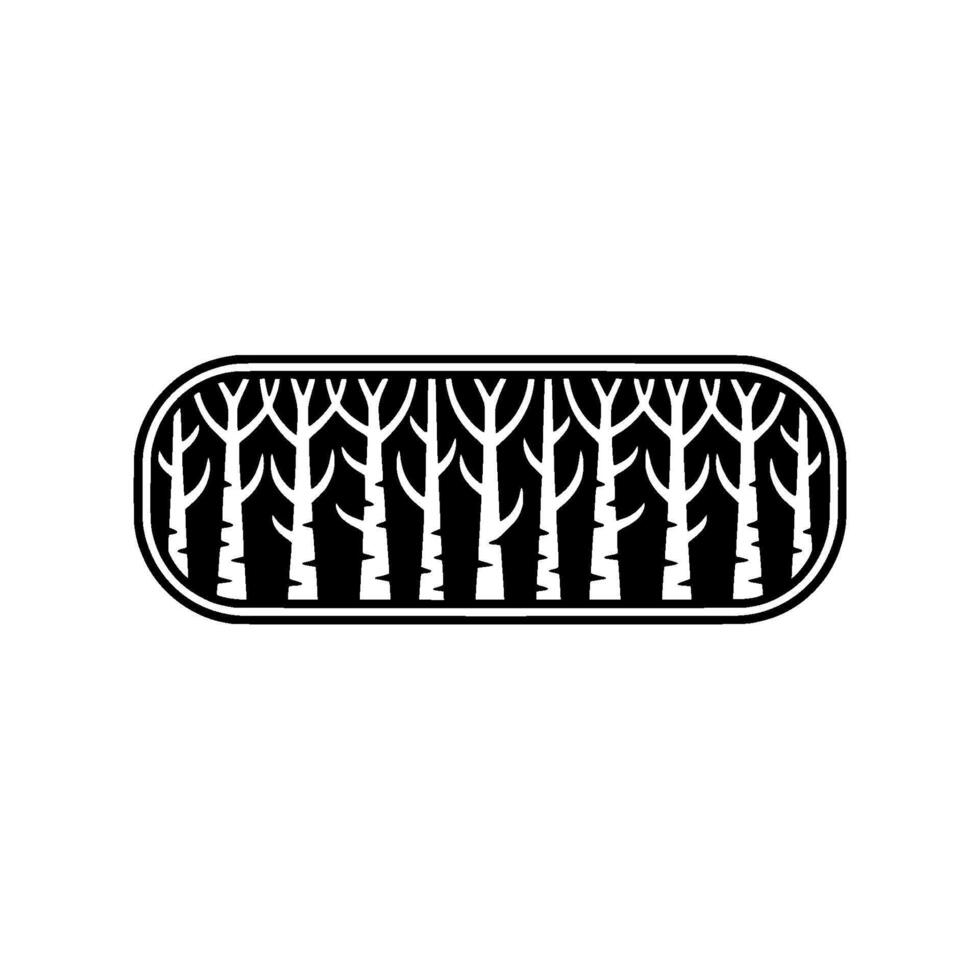 Minimalist Forest - Aspen Trees in Rounded Rectangle, Monochrome. vector