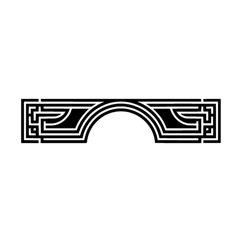 Geometric Black White Art Deco Arch , Minimalist Border. vector