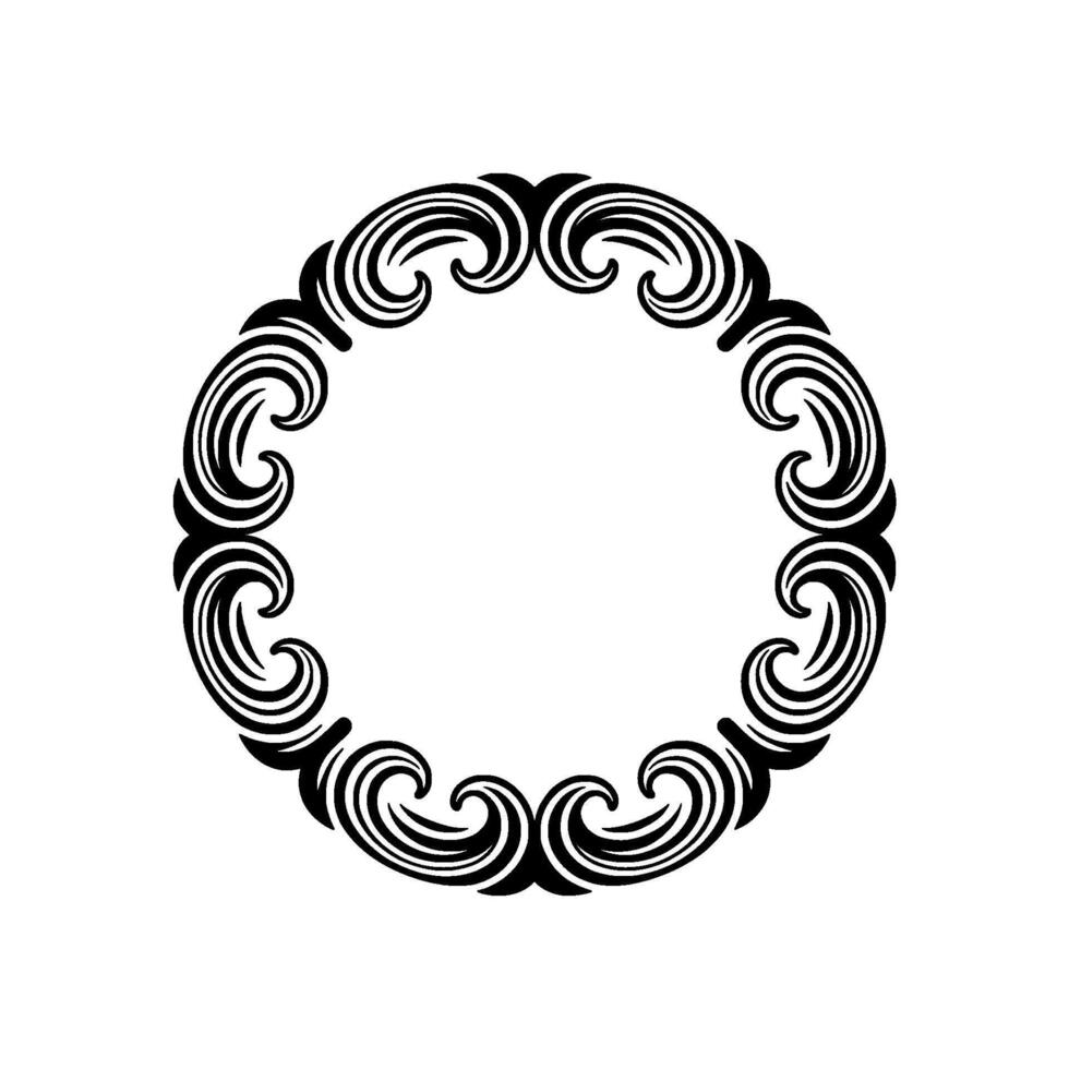 Elegant Swirl Frame, Ornate Circle Border, Decorative. vector