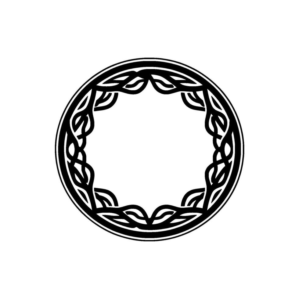Celtic Knot Circle Frame, Decorative Border, Black and White Illustration. vector