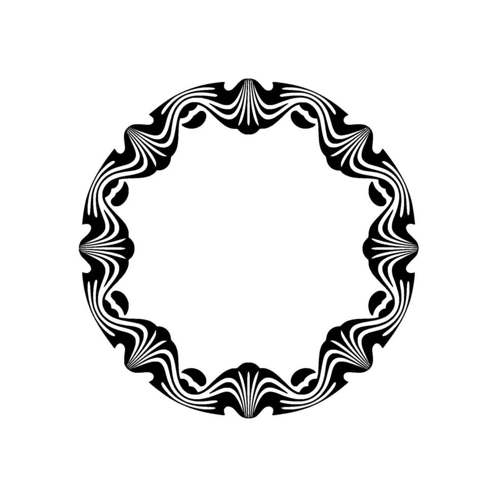 Art Nouveau Circular Frame in Black and White, Elegant Border, Decorative. vector
