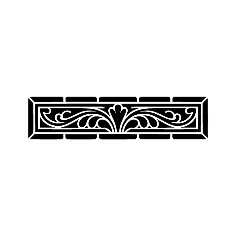 Decorative Floral Border Element, Black and White , Ornamental. vector