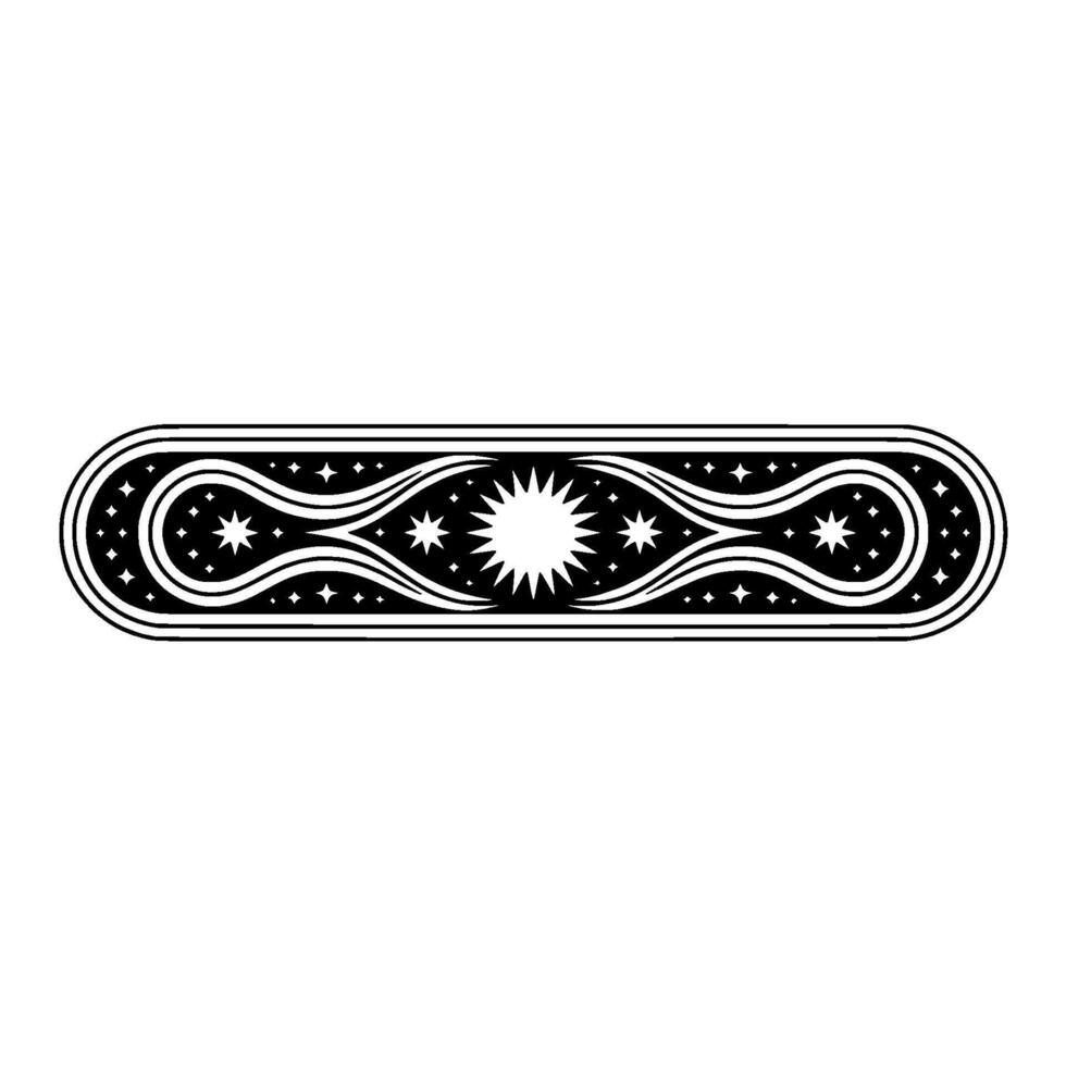 Celestial Border Minimalist Star Sun Ornament. vector