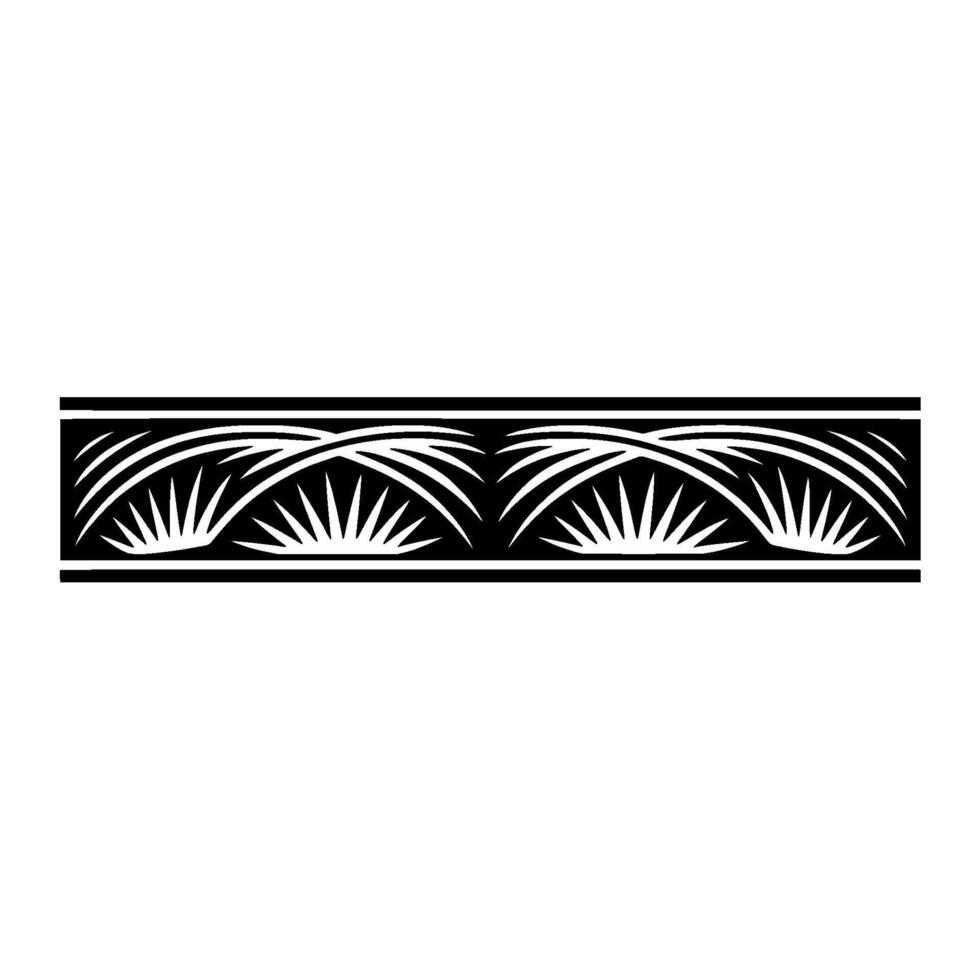 Ornate Black White Border with Abstract Leaf Motifs. vector