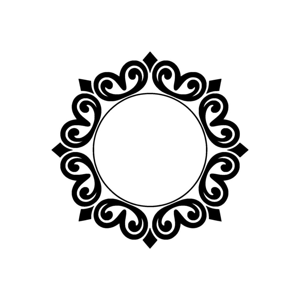 Elegant Black White Ornament Frame - Minimalist Floral. vector