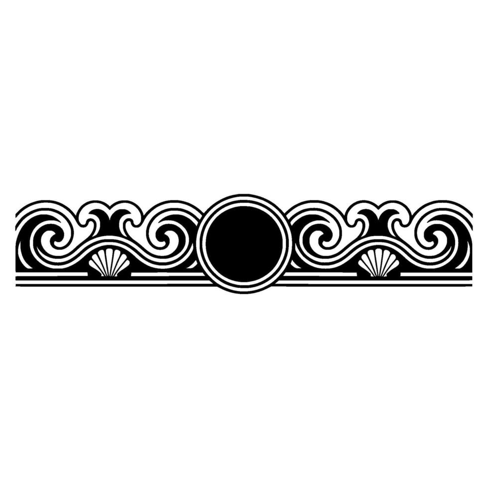 Elegant Art Deco Border with Waves and Shells. vector
