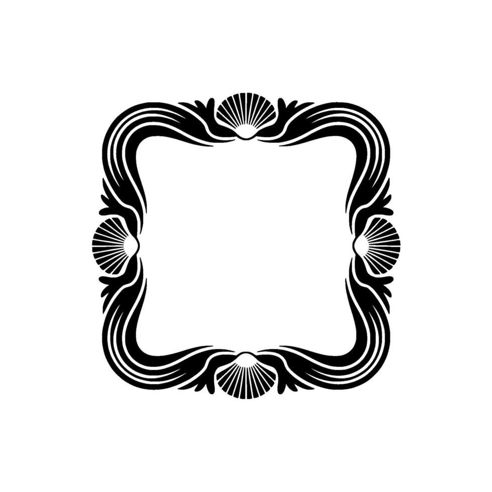 Elegant Art Deco Frame with Shells, Illustration on White. vector