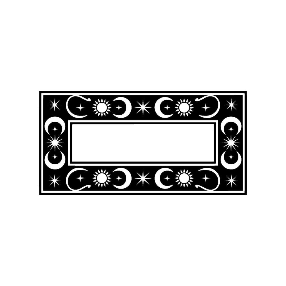 Celestial Border Frame in Black and White - Editable. vector