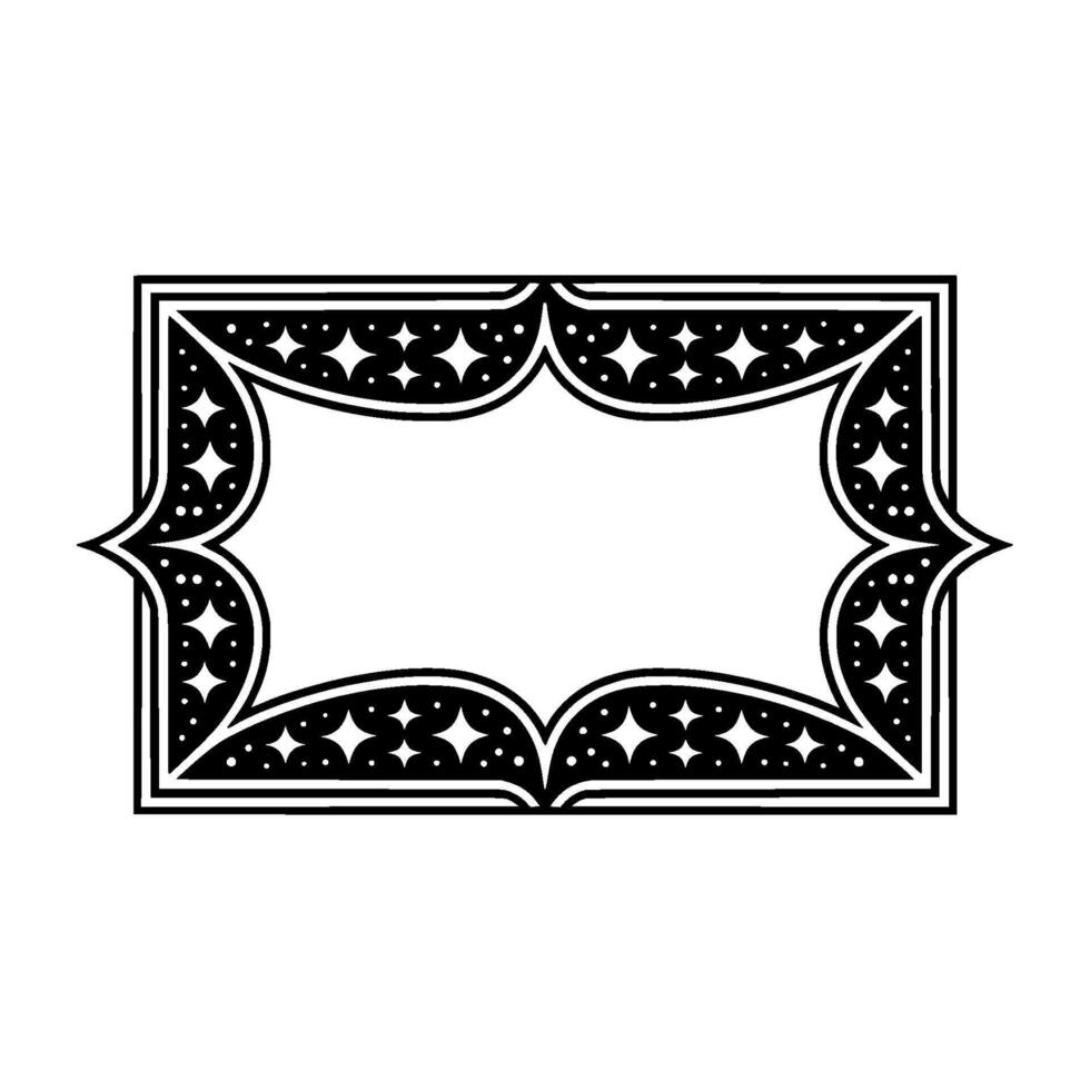 Elegant Black and White Decorative Frame with Star Motifs. vector