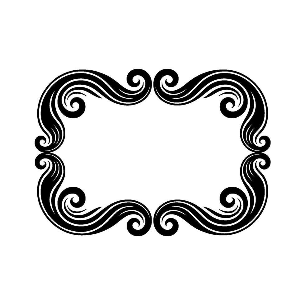Elegant Swirl Frame Black Flourish on Light Background. vector