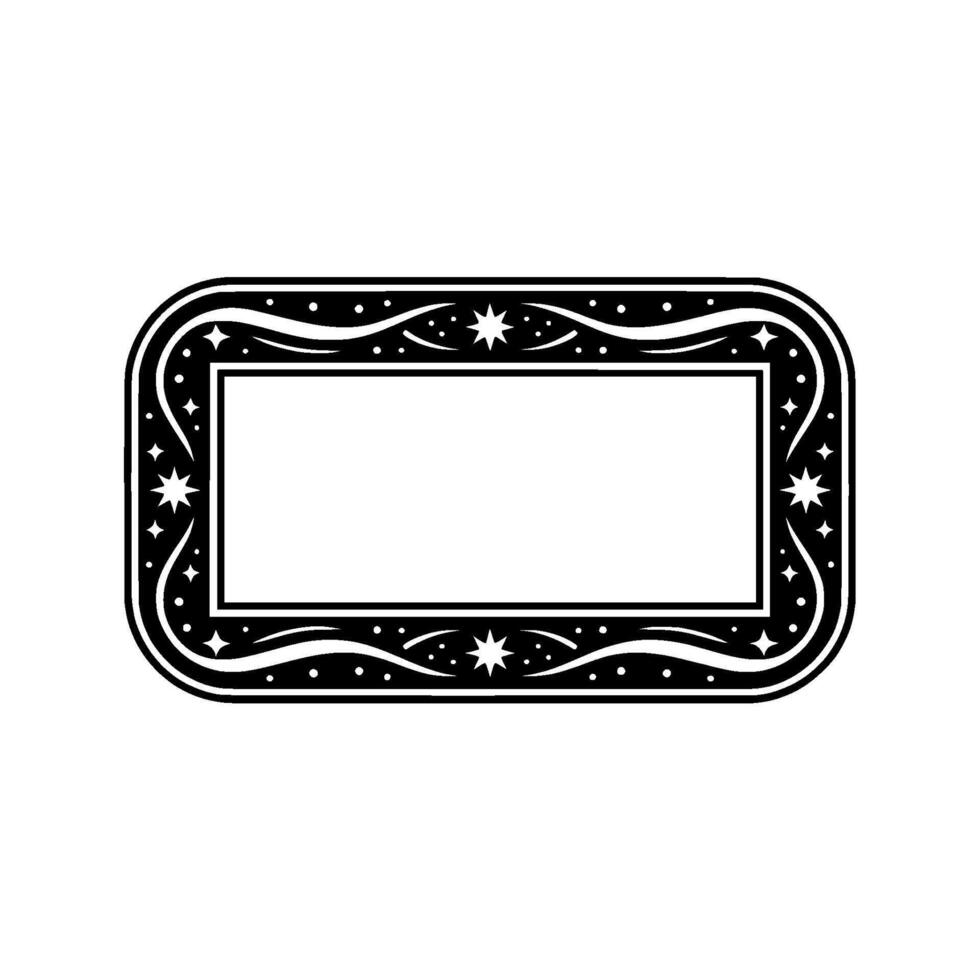 Elegant Black White Starry LabelFrame. vector