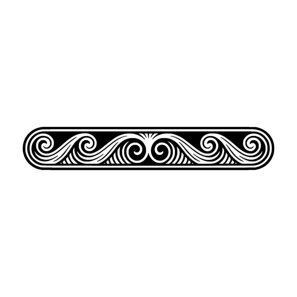 Greek Key Wave Border Elegant Black White Scrollwork. vector