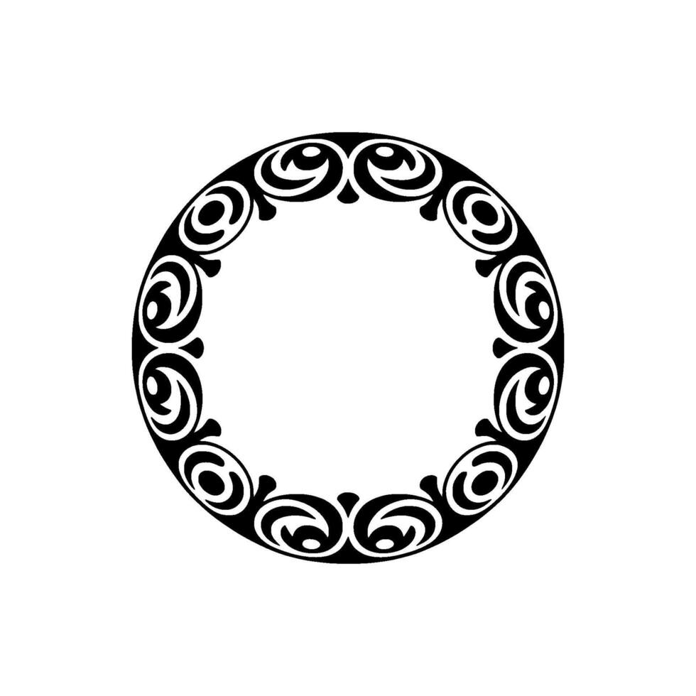 Elegant Black Circle Ornament on White Background. vector