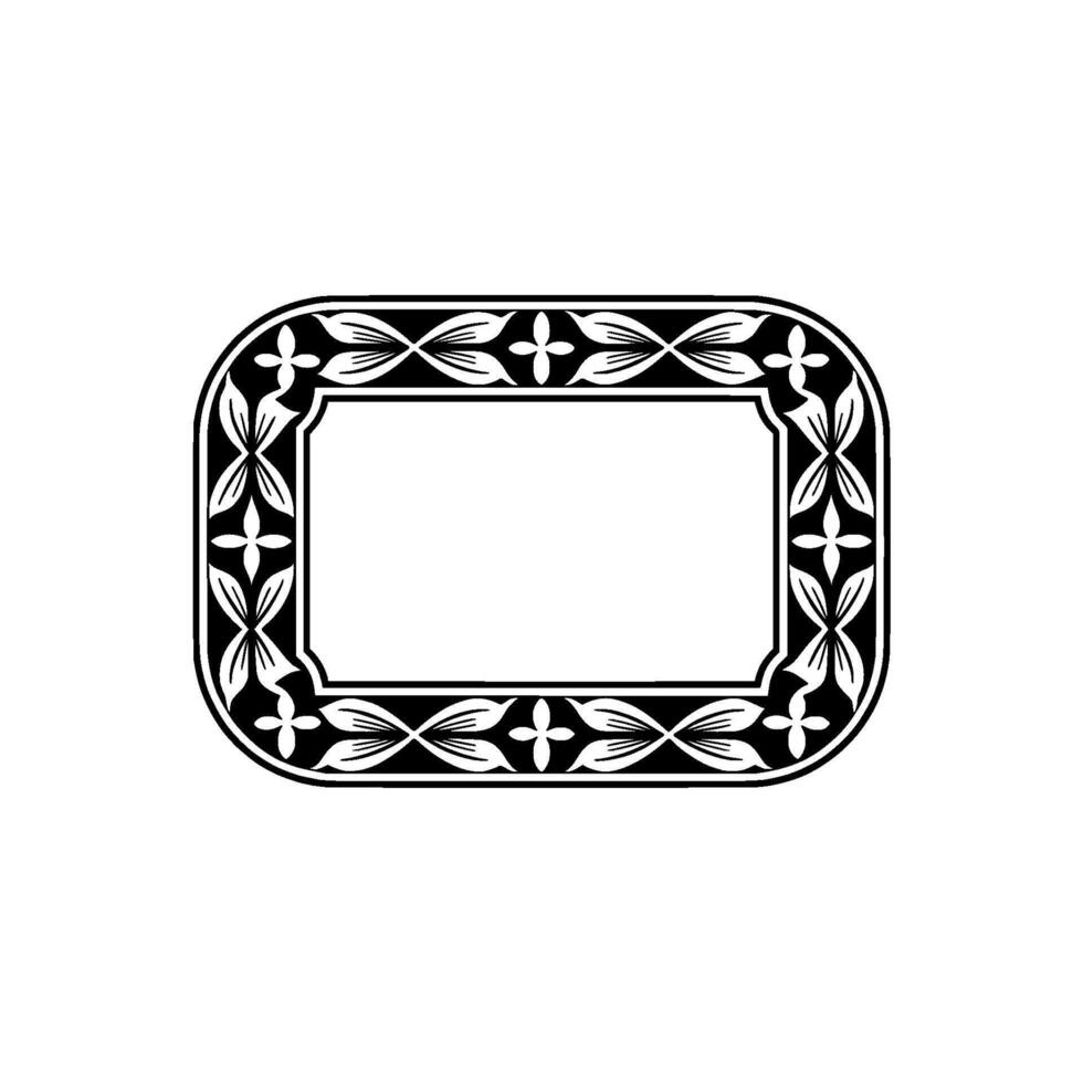 Elegant Black and White Floral Frame,-. vector