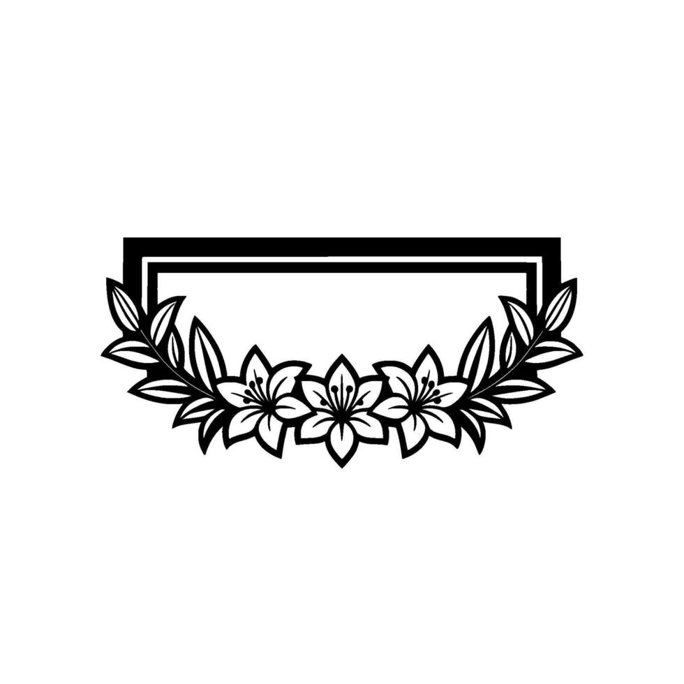 Elegant Floral Frame Black White Lily. vector