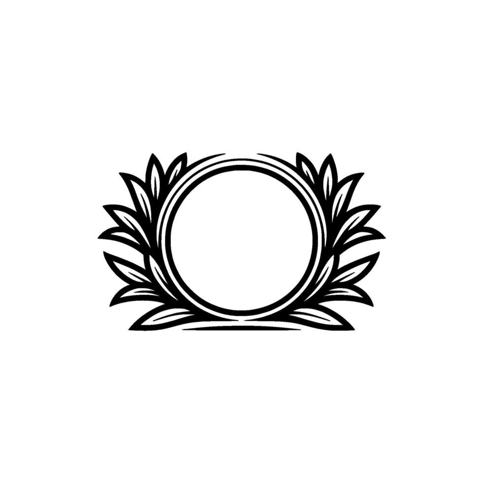 Elegant Laurel Wreath Circle Emblem - Minimalist. vector
