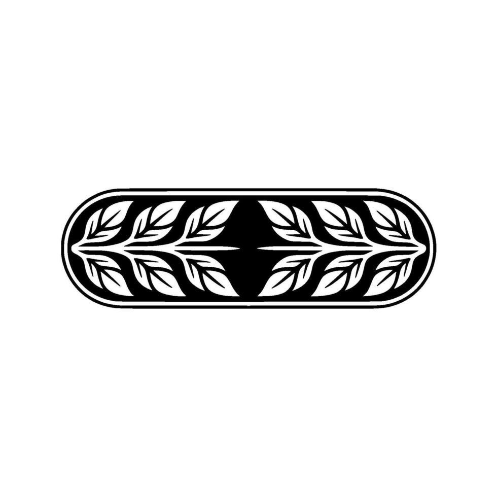 Elegant Leafy Border , Black White, Decorative Element. vector