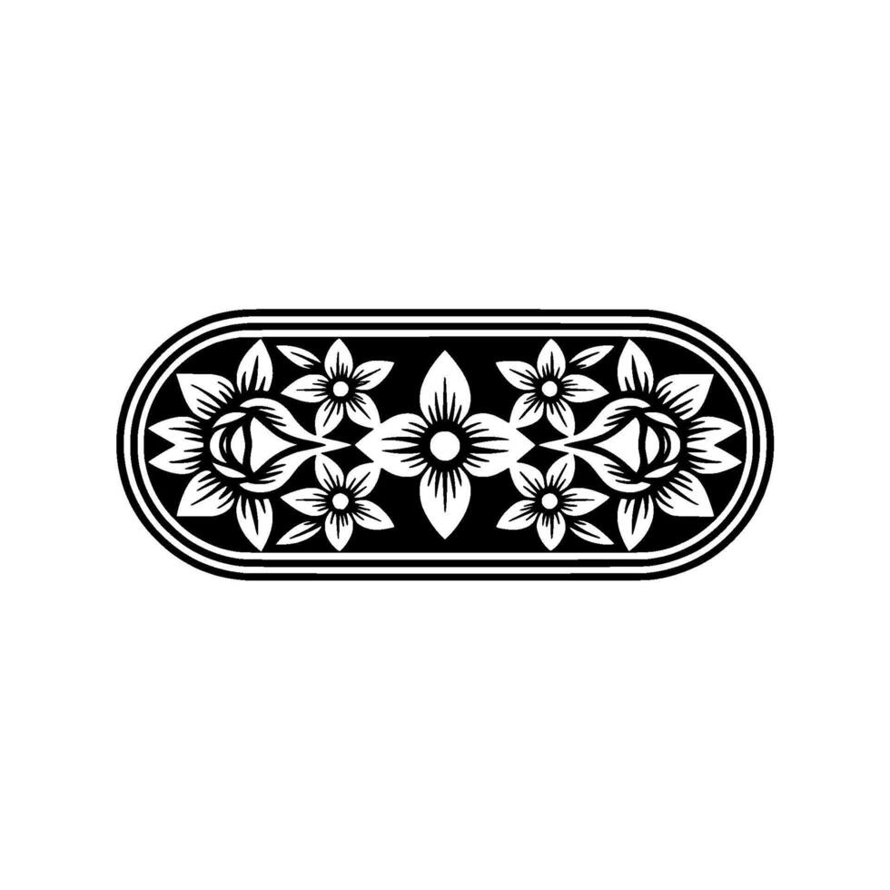 Elegant Black and White Floral Pattern, Decorative Element. vector