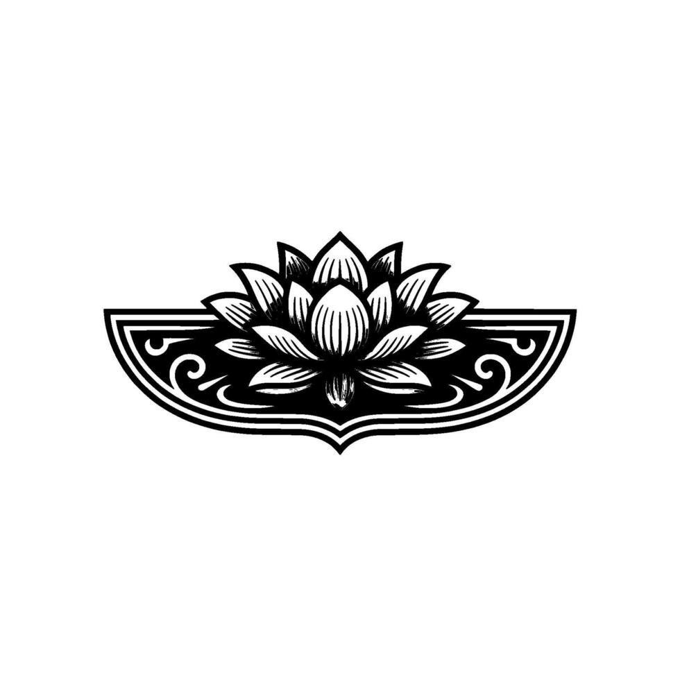 Elegant Black and White Lotus for Logos, Branding, and Spiritual Graphics. vector