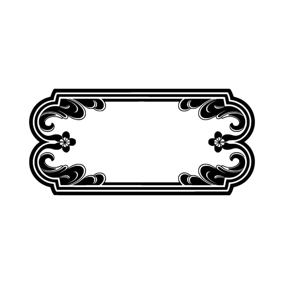 Elegant Black and White Floral Frame on White Background - ,-.. vector