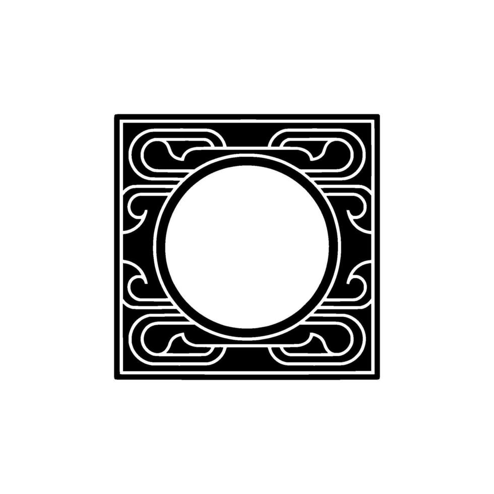 Art Deco Circle Frame on White, Minimalist Element. vector