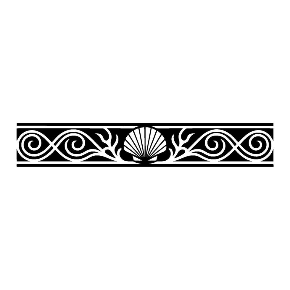 Black and White Seashell Border, Decorative. vector