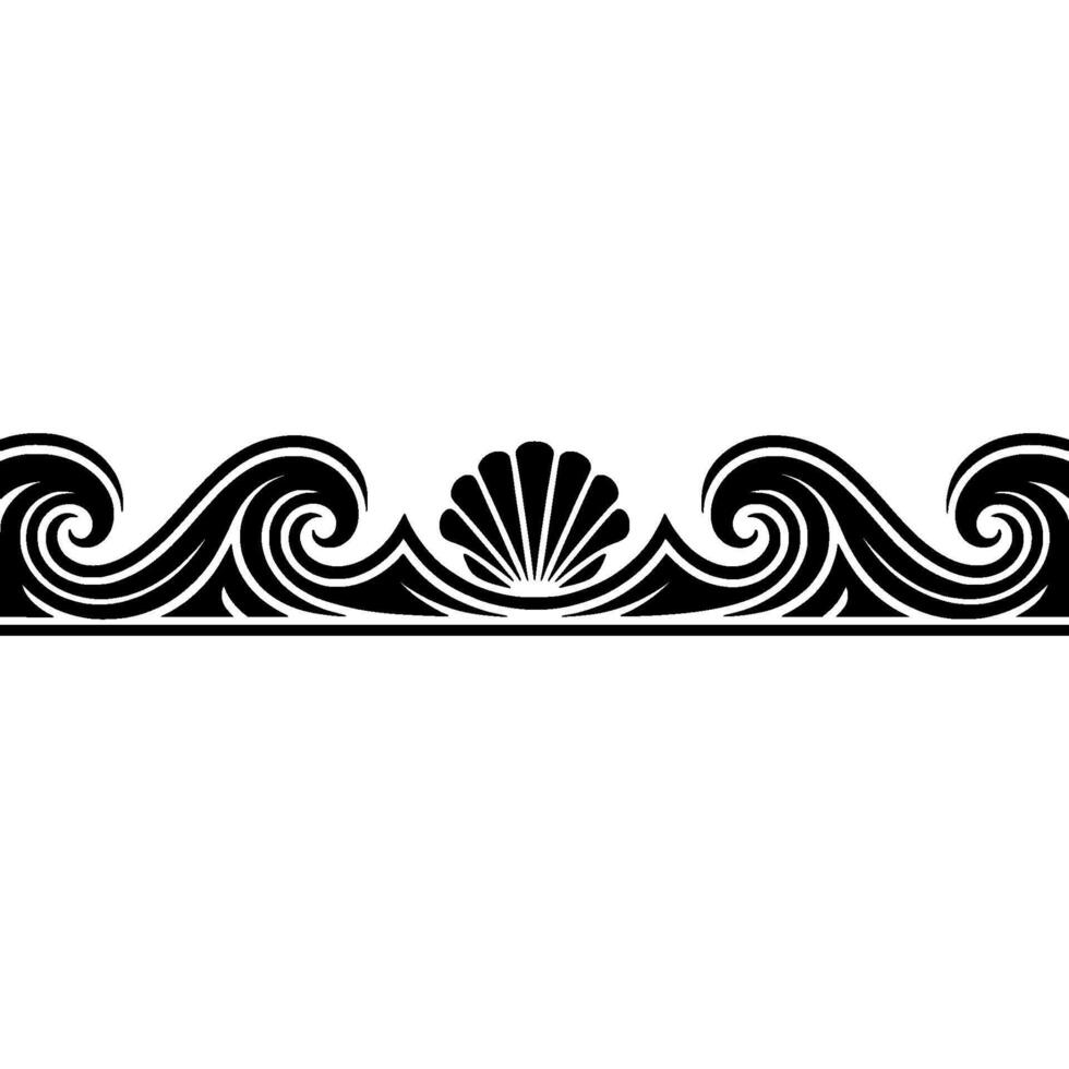 Sea-themed Decorative Border Waves and Shells, Illustration. vector