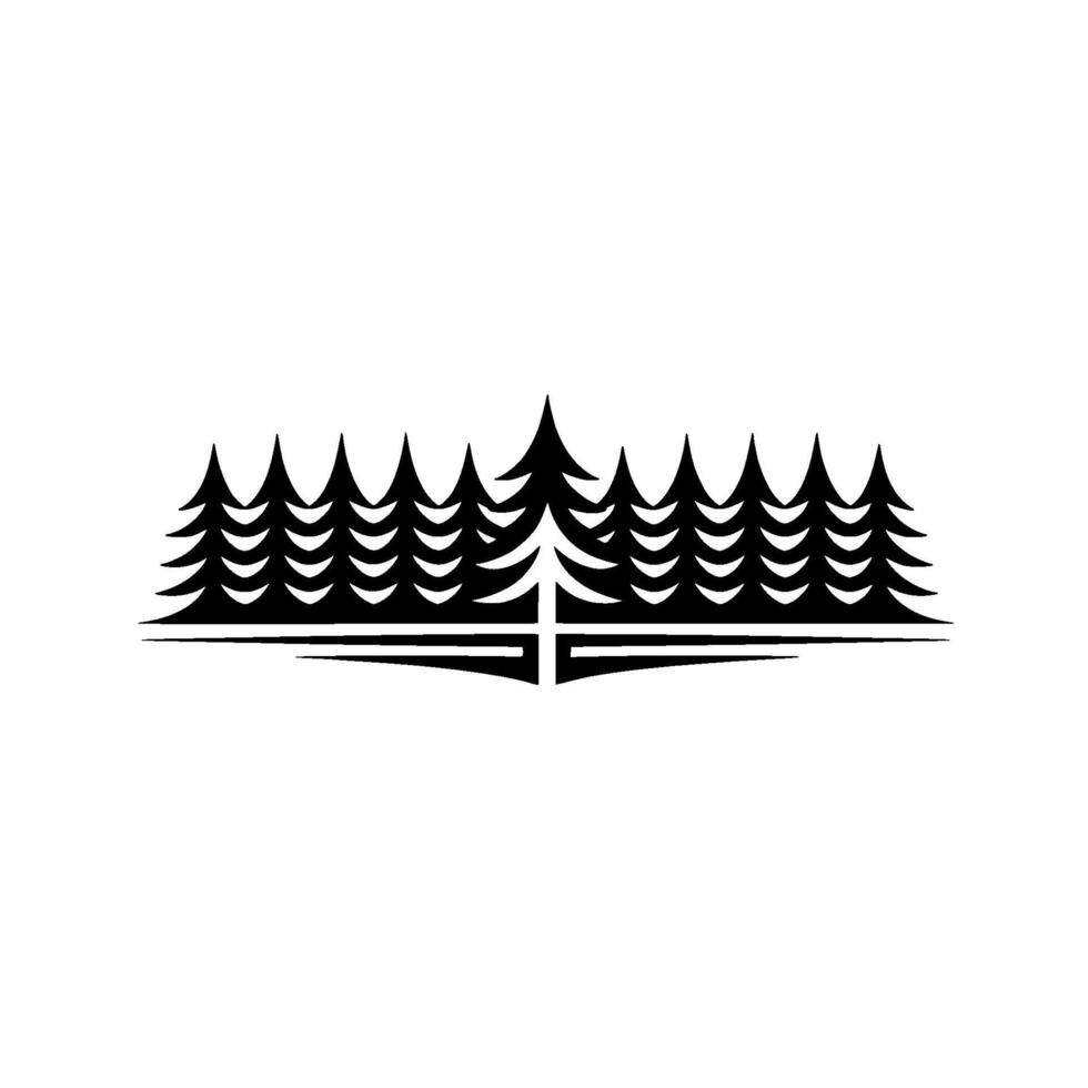 Minimalist Forest Silhouette Emblem on White. vector
