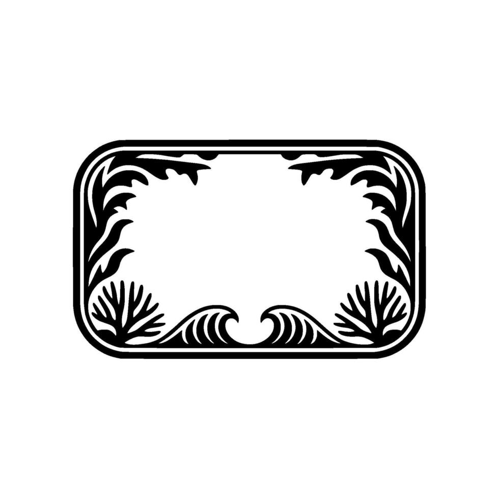 Elegant Art Deco Frame with Floral Wave Elements. vector