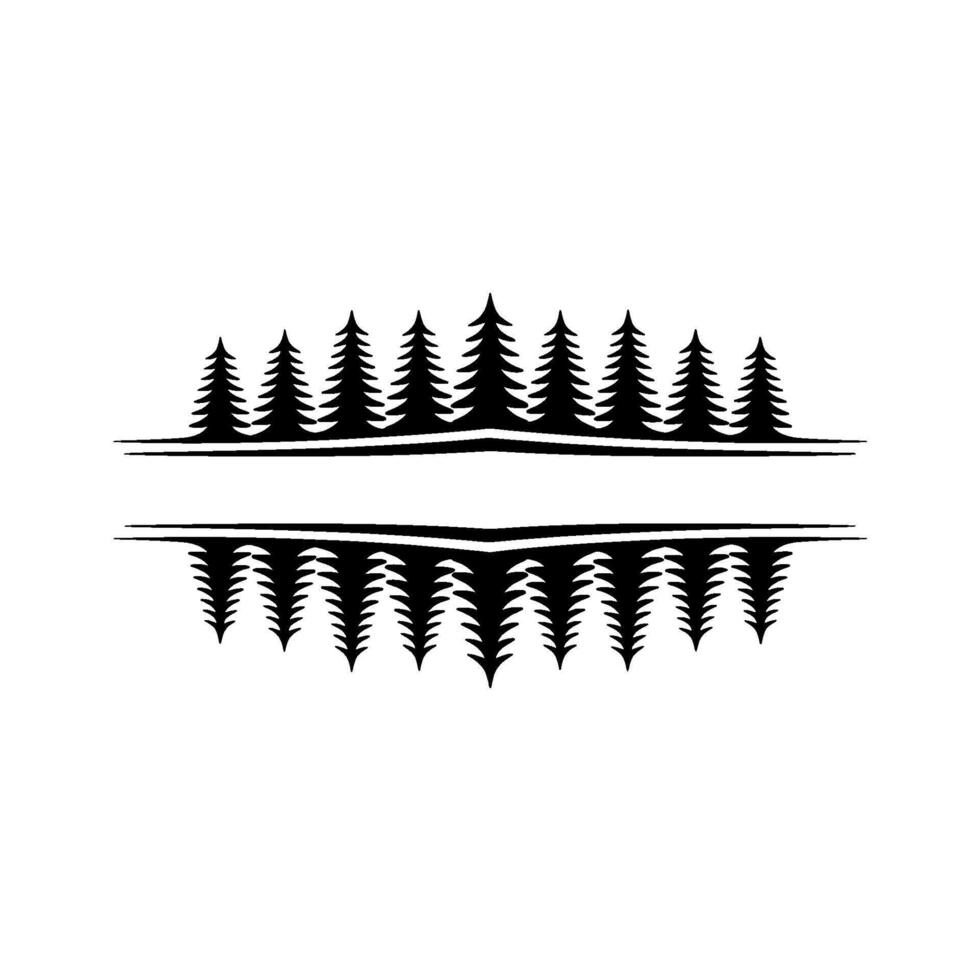 Minimalist Forest Silhouettes with Reflection and Blank Space. vector