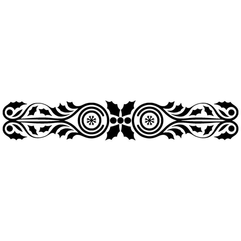 Elegant Black and White Christmas Ornament, Border , Decorative. vector